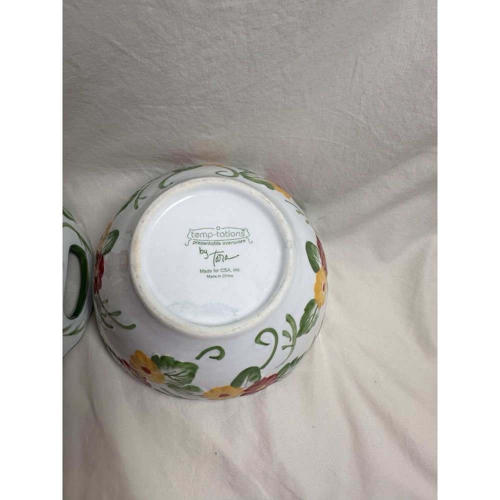 Temp-tations by Tara Floral Embroidery‎ Handled Nesting Serving Bowls Set of 2 - Picture 9 of 10